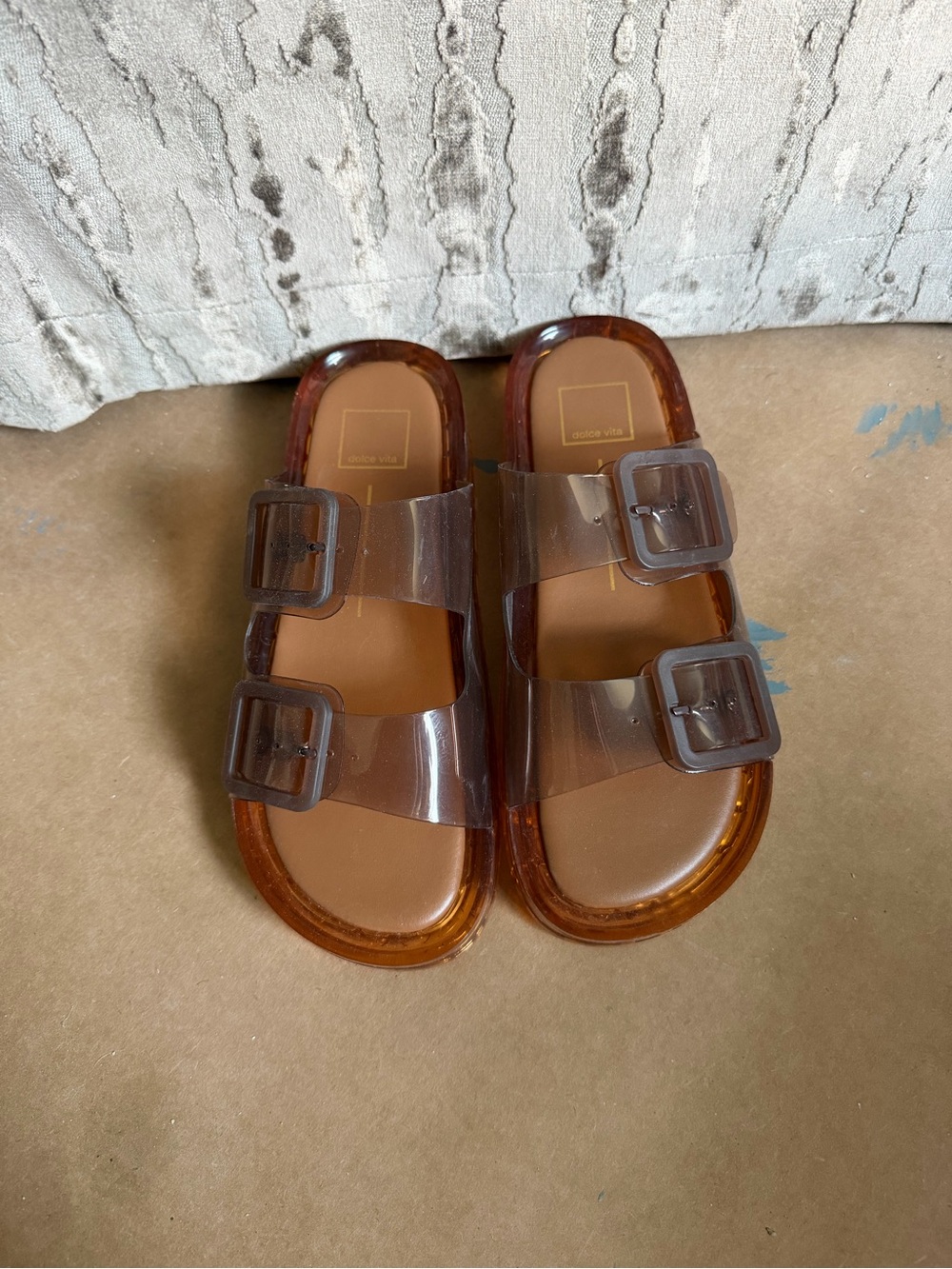 Dolce Vita Brown Transparent Double-Buckle Slides
